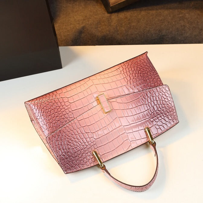 Crocodile Pattern Leather Crossbody Handbag