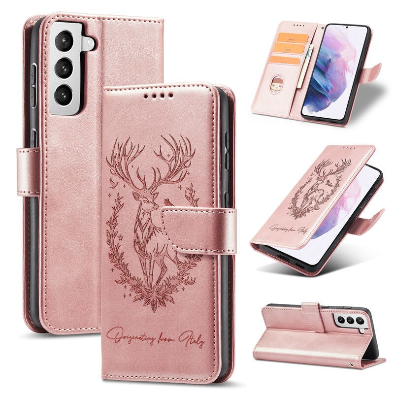 Deer-Print Leather Phone Case