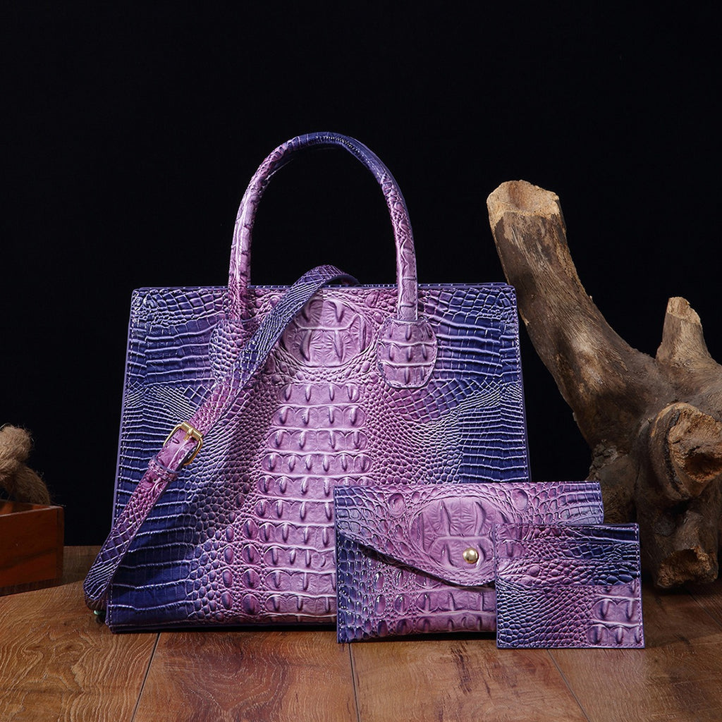 Crocodile Grain Design Tote Handbag