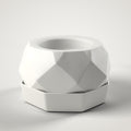 Faceted Planter + Drip Tray — 3D Printed Planter, White