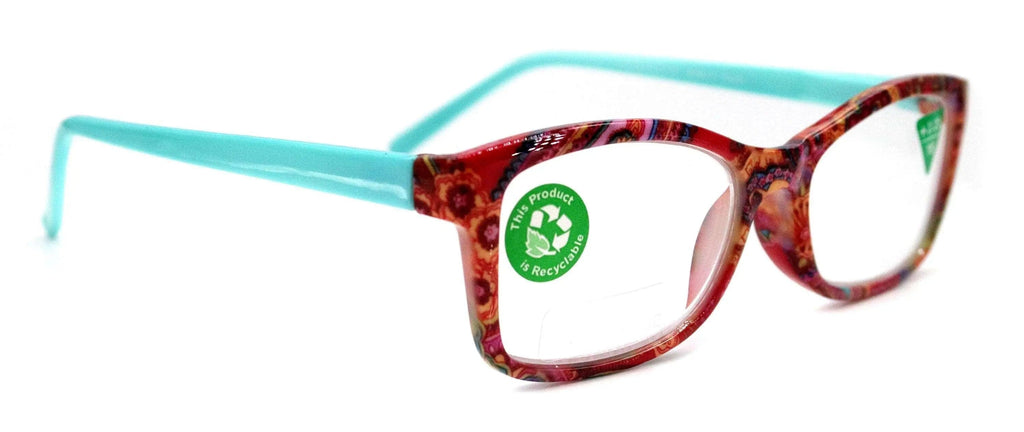 Frida, (Premium) Reading Glasses, High End Readers +1.25 ..+3 magnifying Eyeglasses, Square Optical Frame (Fuchsia) Paisley. NY Fifth Avenue