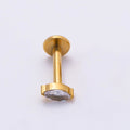 Gold Titanium 4.5mm Marquise CZ Cartilage Piercing Flat Back Stud | BJ-00204