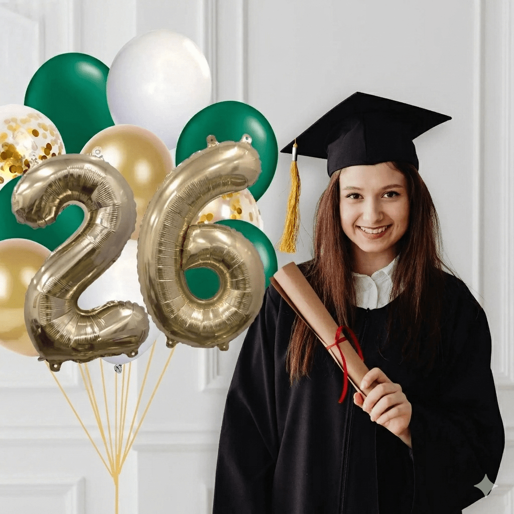 Green and Gold Graduation 2026 Balloon Bouquet