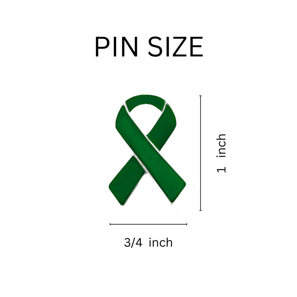 5/10/25/100 Pack Green Ribbon Awareness Pins