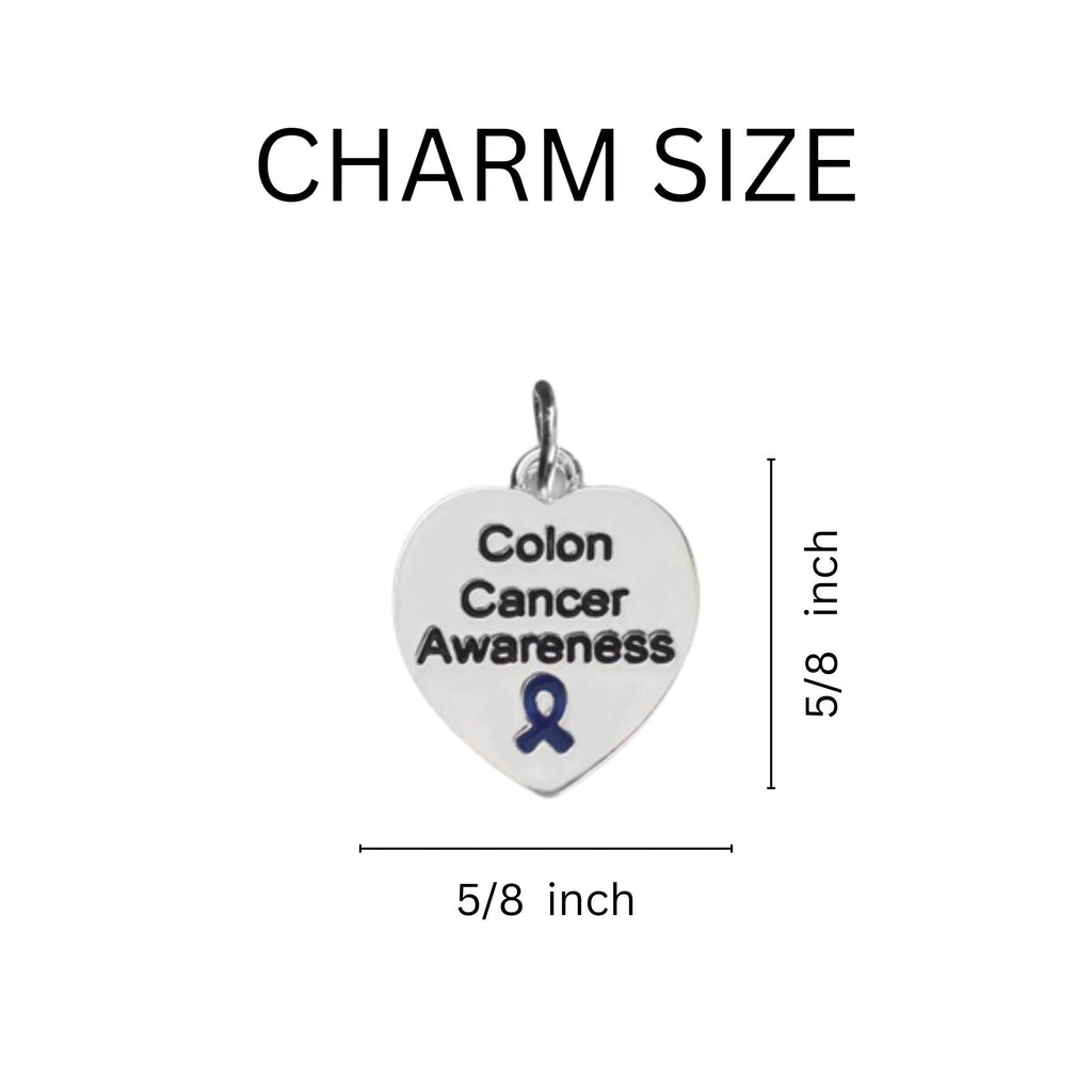Heart Shaped Colon Cancer Awareness Hanging Charms