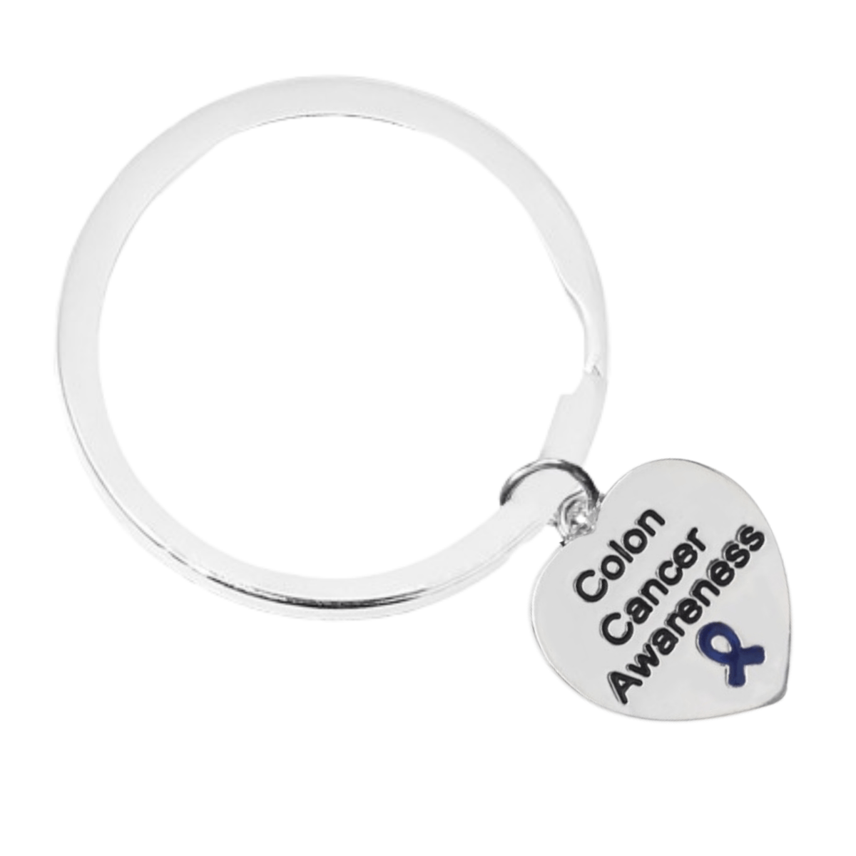 5/10/25/100 Bulk Heart Shaped Colon Cancer Awareness Split Style Key Chains