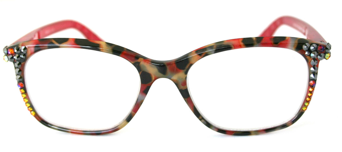 Venus, (Bling) Women Reading Glasses W (Hematite, Volcano) Genuine European Crystals. (Red, Black) Leopard Square, NY Fifth Avenue.