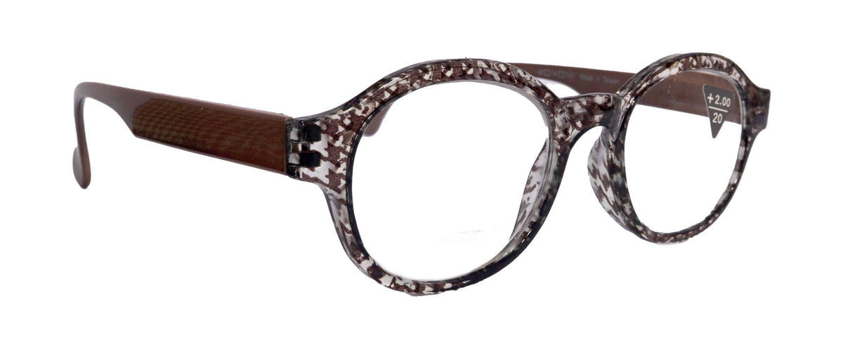 The Alchemist, (Premium) Reading Glasses, High End Readers, Magnifying Eyeglasses, (Brown Translucent) (Round) (Houndstooth) NY Fifth Avenue