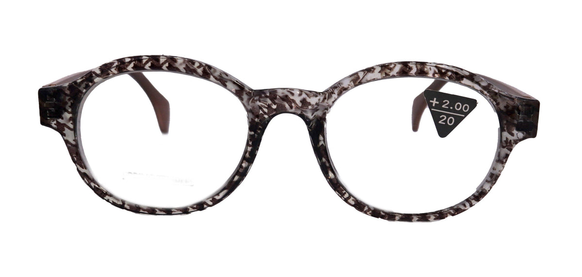 The Alchemist, (Premium) Reading Glasses, High End Readers, Magnifying Eyeglasses, (Brown Translucent) (Round) (Houndstooth) NY Fifth Avenue
