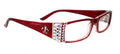The French, (Bling) (Fleur De Lis) Women Reading Glasses W Genuine European Crystals (Aurora Borealis, Clear)  (Red) Frame, NY Fifth Avenue