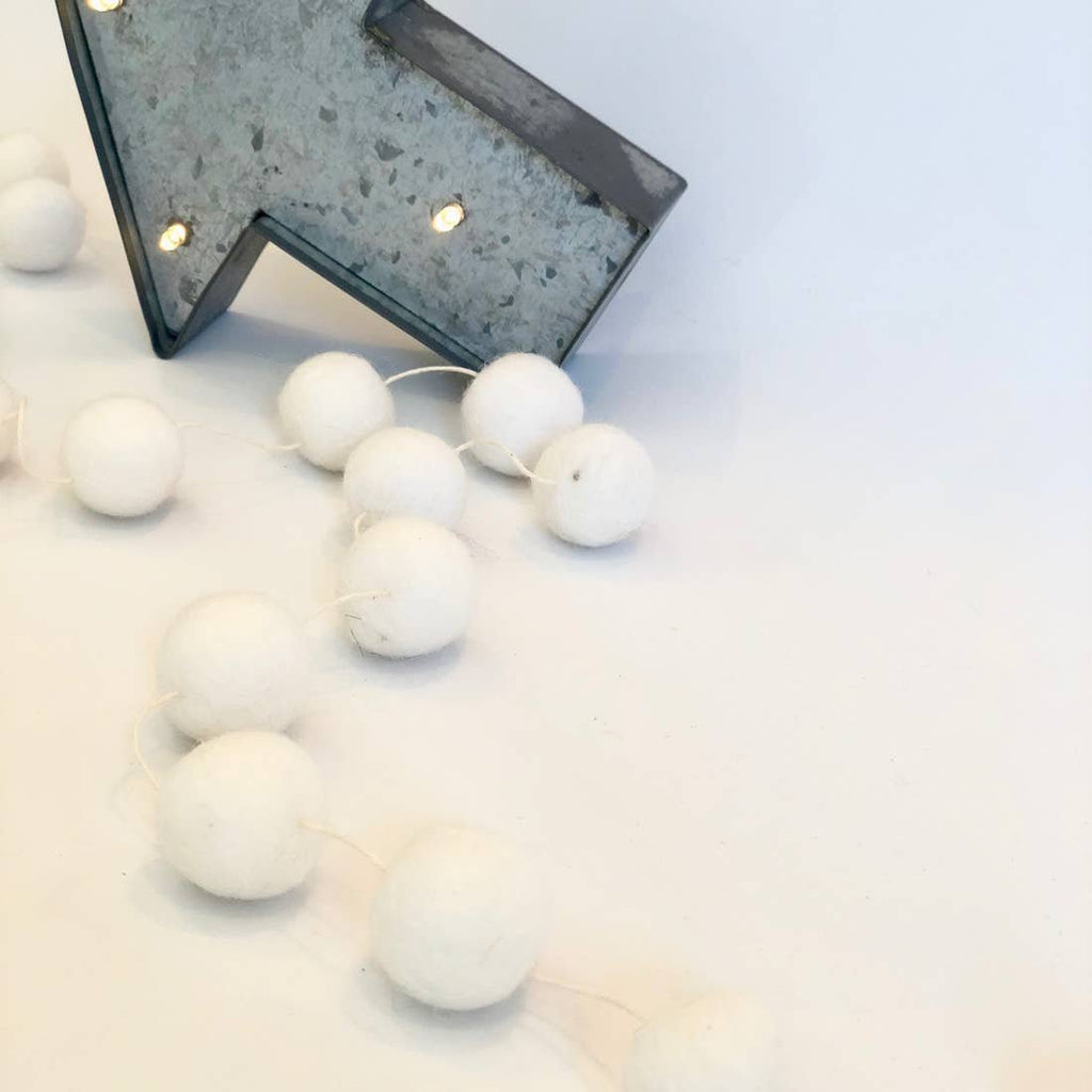 Ivory Wool Pom Pom Garland