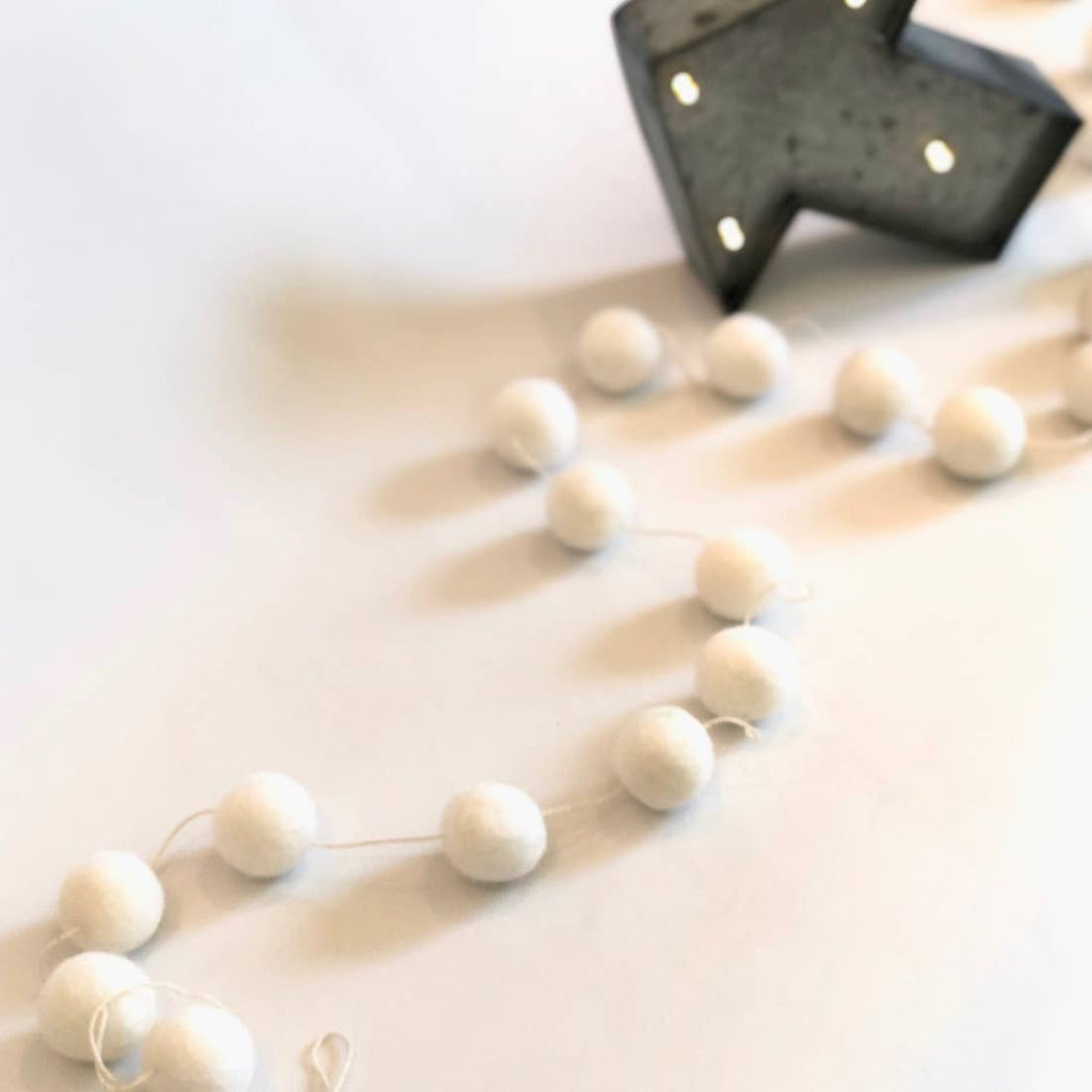 Ivory Wool Pom Pom Garland
