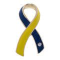 1/10/25/100 Bulk Large Blue & Yellow Ribbon Pins