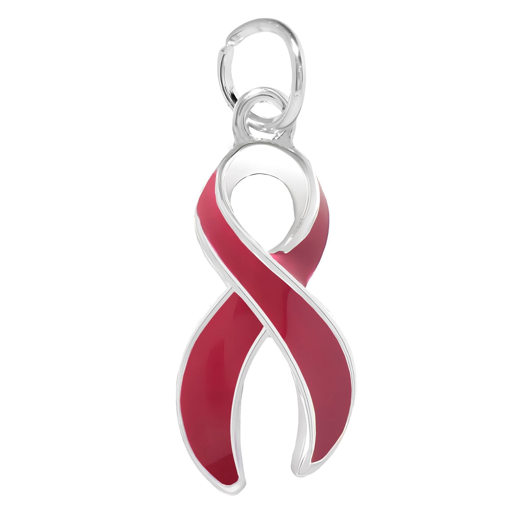 5/10/25/100 Bulk Large Burgundy Ribbon Charms