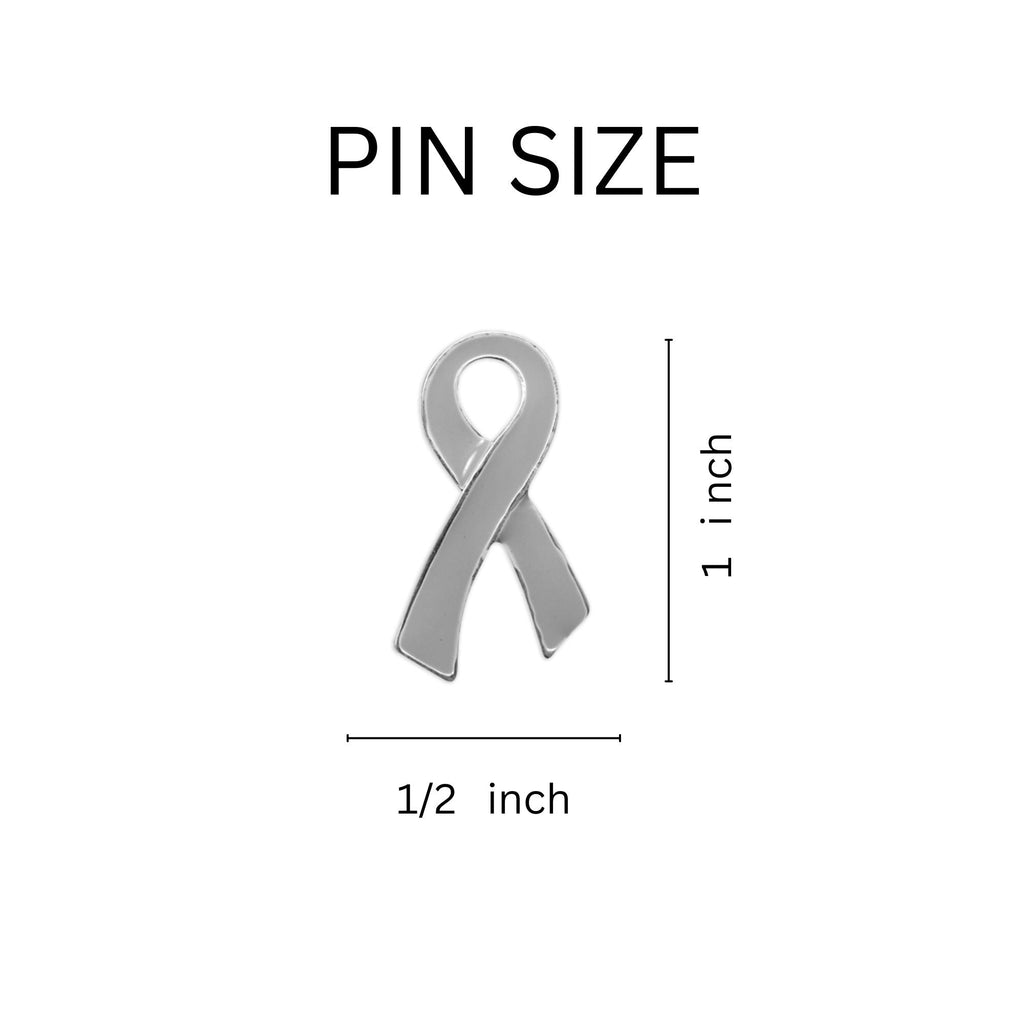 1/10/25/100 Bulk Large Flat Gray Ribbon Pins