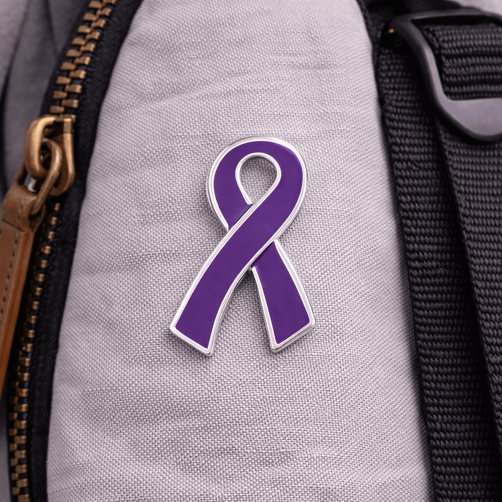 1/10/25/100 Bulk Large Flat Purple Ribbon Pins