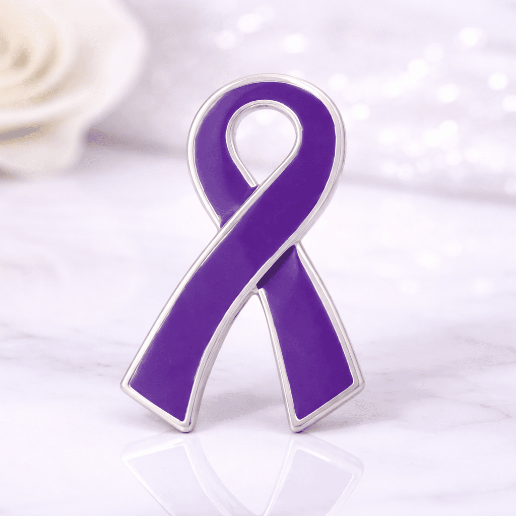 1/10/25/100 Bulk Large Flat Purple Ribbon Pins