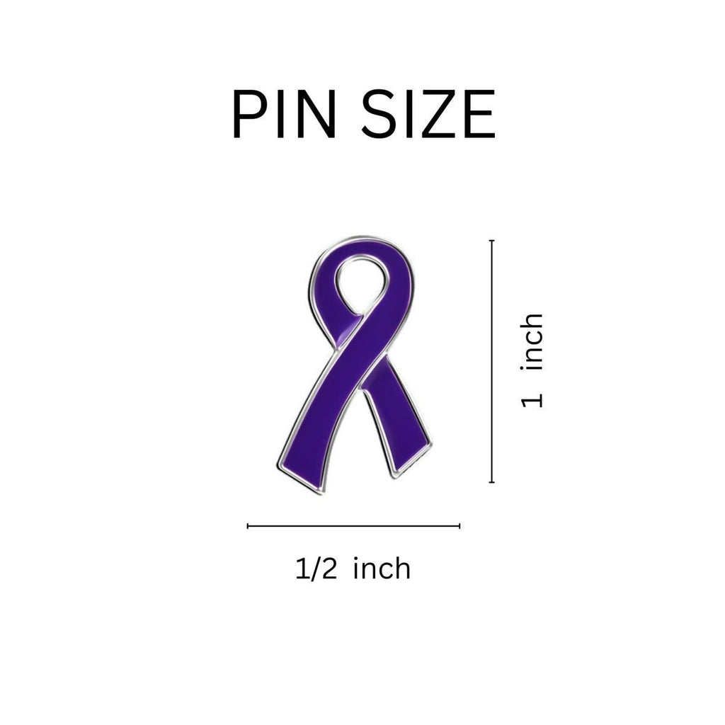 1/10/25/100 Bulk Large Flat Purple Ribbon Pins