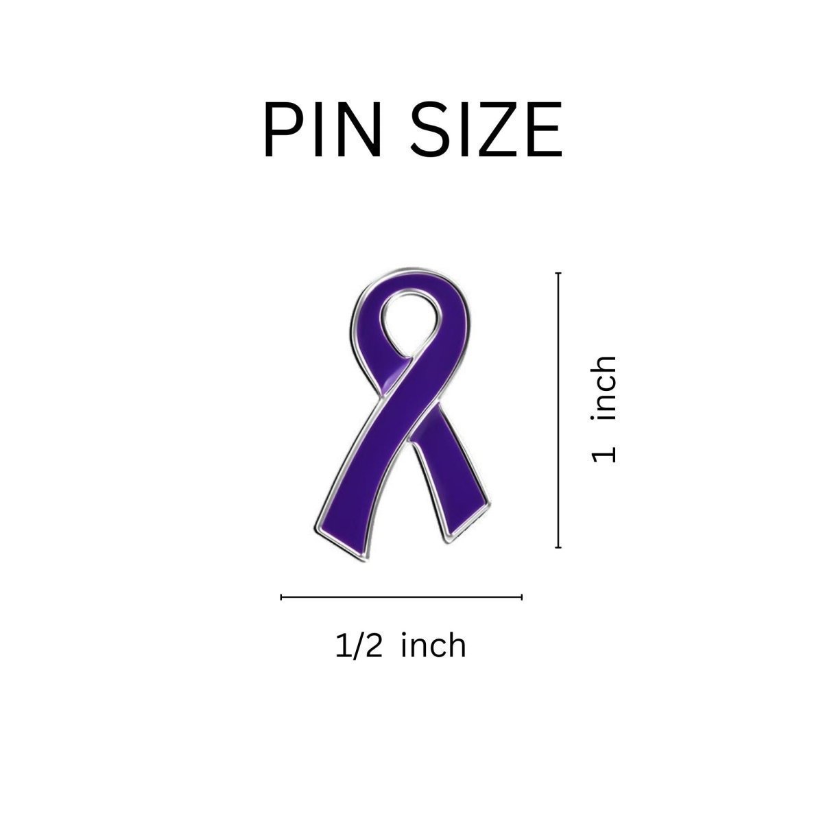 1/10/25/100 Bulk Large Flat Purple Ribbon Pins