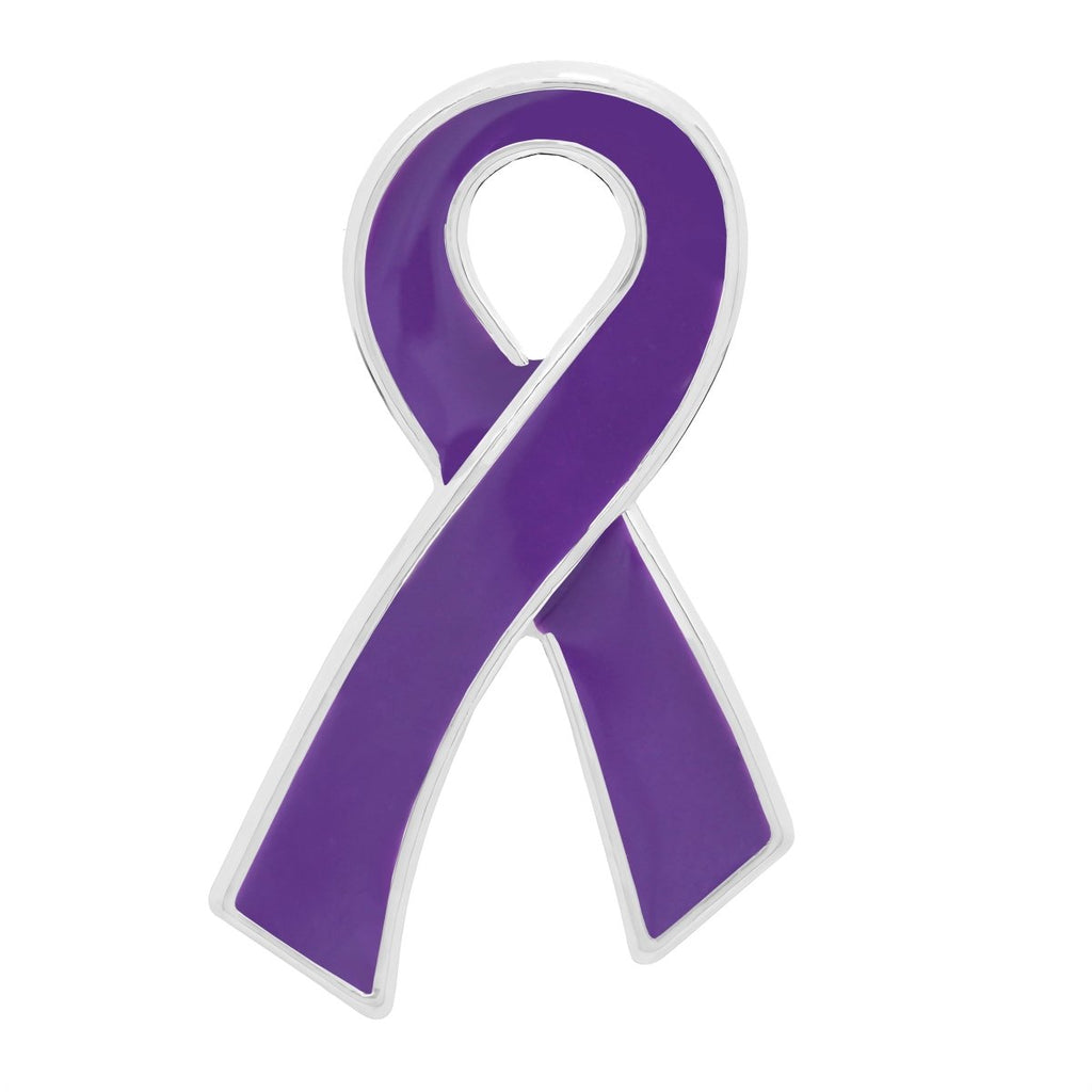 1/10/25/100 Bulk Large Flat Purple Ribbon Pins