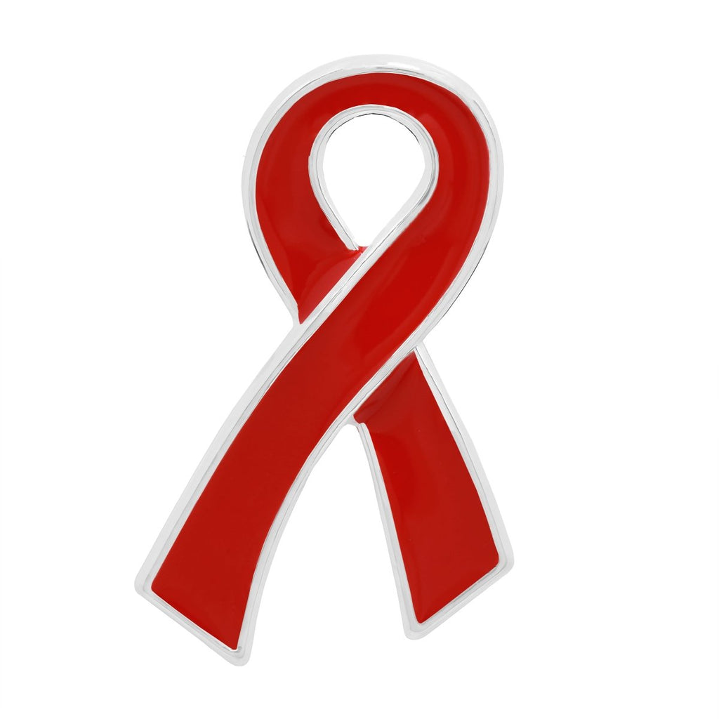 1/10/25/100 Bulk Large Flat Red Ribbon Pins