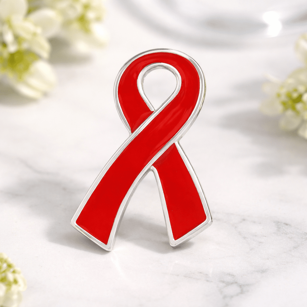 1/10/25/100 Bulk Large Flat Red Ribbon Pins