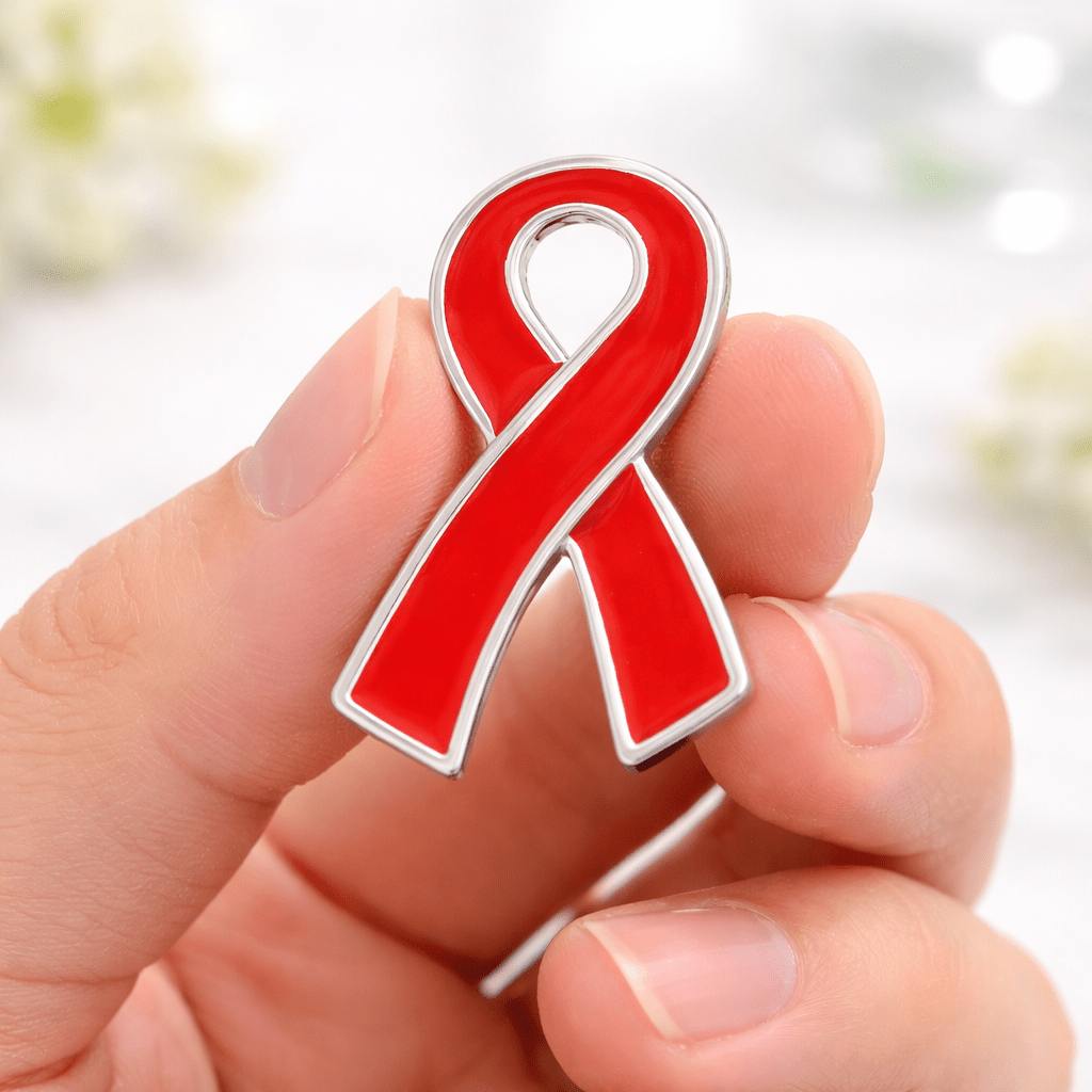 1/10/25/100 Bulk Large Flat Red Ribbon Pins