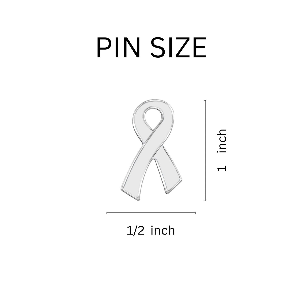 1/10/25/100 Bulk Large Flat White Ribbon Pins