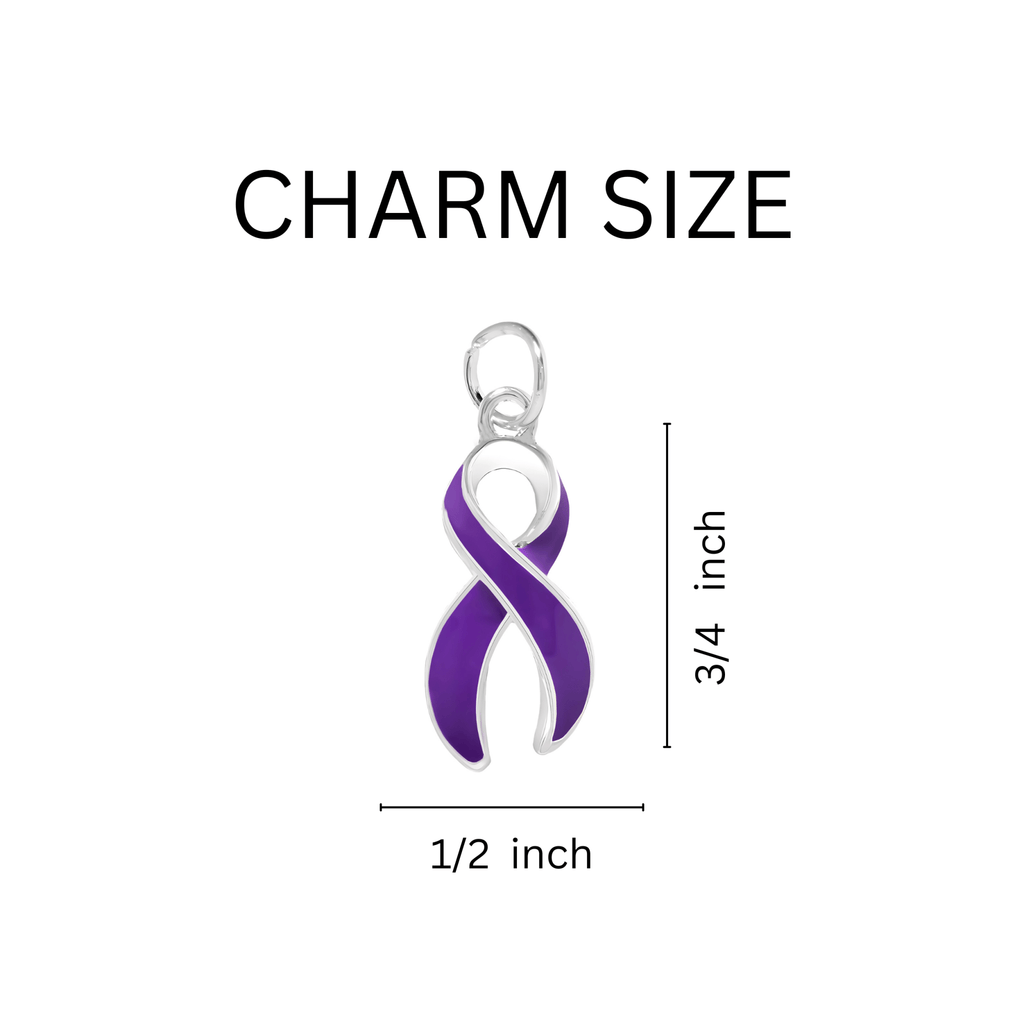 5/10/25/100 Large Purple Ribbon Charms