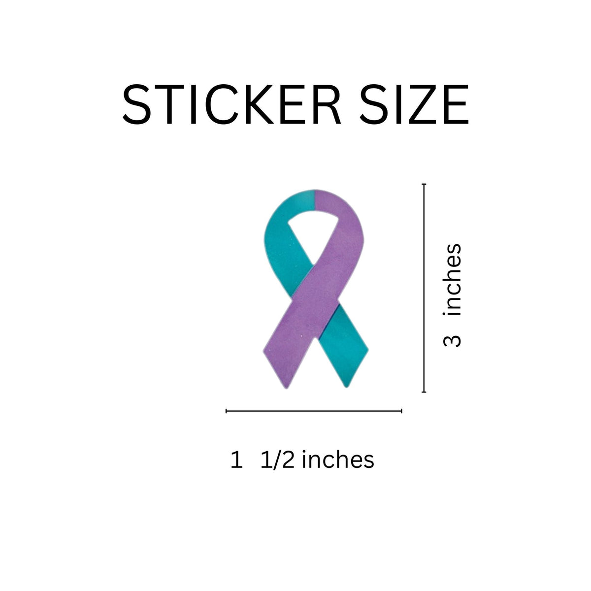 250 Large Teal & Purple Ribbon Stickers (250 per Roll)