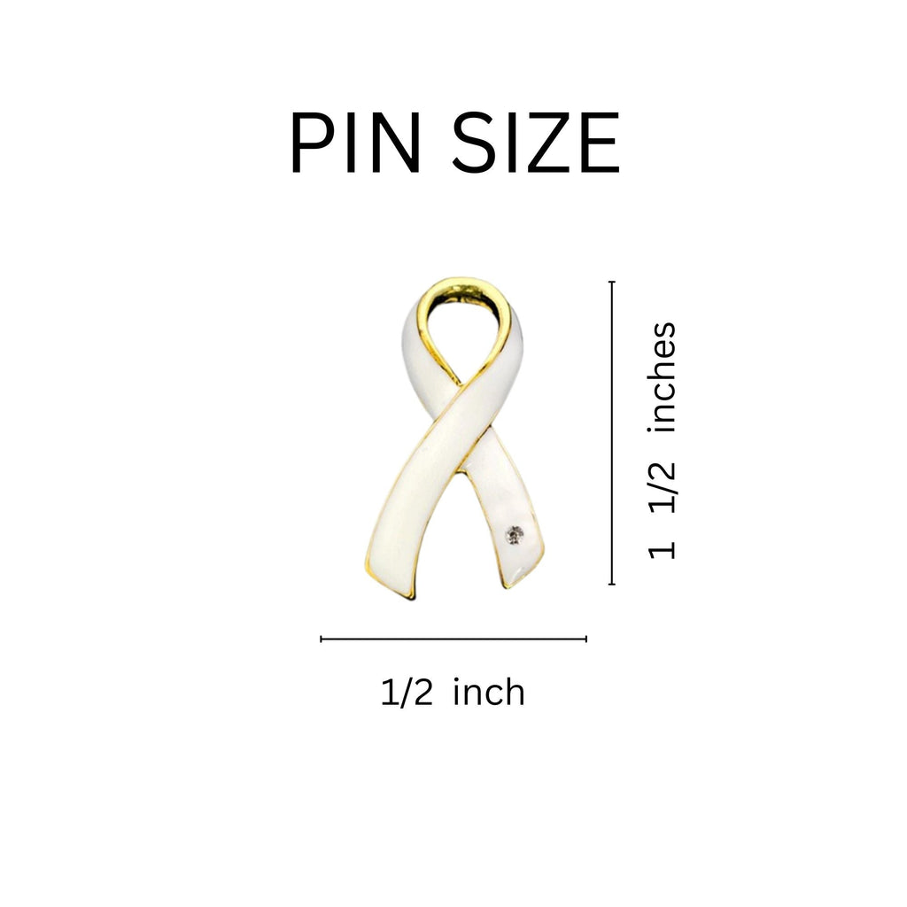 5/10/25/100 Bulk Large White Ribbon Awareness Pins