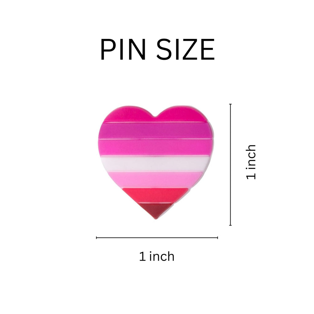 10/21/100/500 Lesbian Flag Heart Silicone Pins