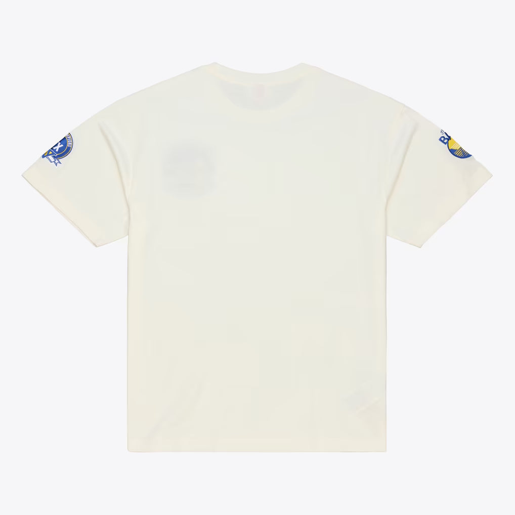 Men's Mitchell & Ness Cream Golden State Warriors Hardwood Classics Chainstitch Premium T-Shirt