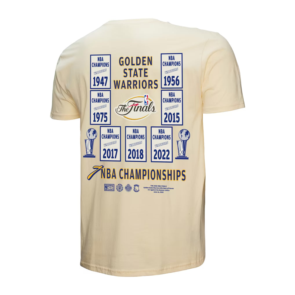 Men's Mitchell & Ness Cream Golden State Warriors Hardwood Classics Champions Vintage T-Shirt