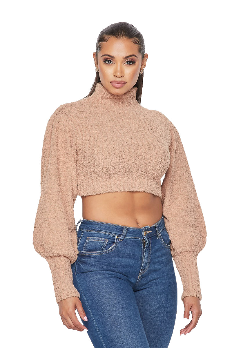 Mock Neck Cropped Sweater