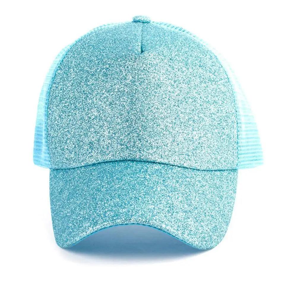 New Elegant Glitter Ponytail Baseball Caps Sequins Shining High Quality Fashionable Cap For Womens Messy Bun Adjustable Snapback Hip Hop Hat