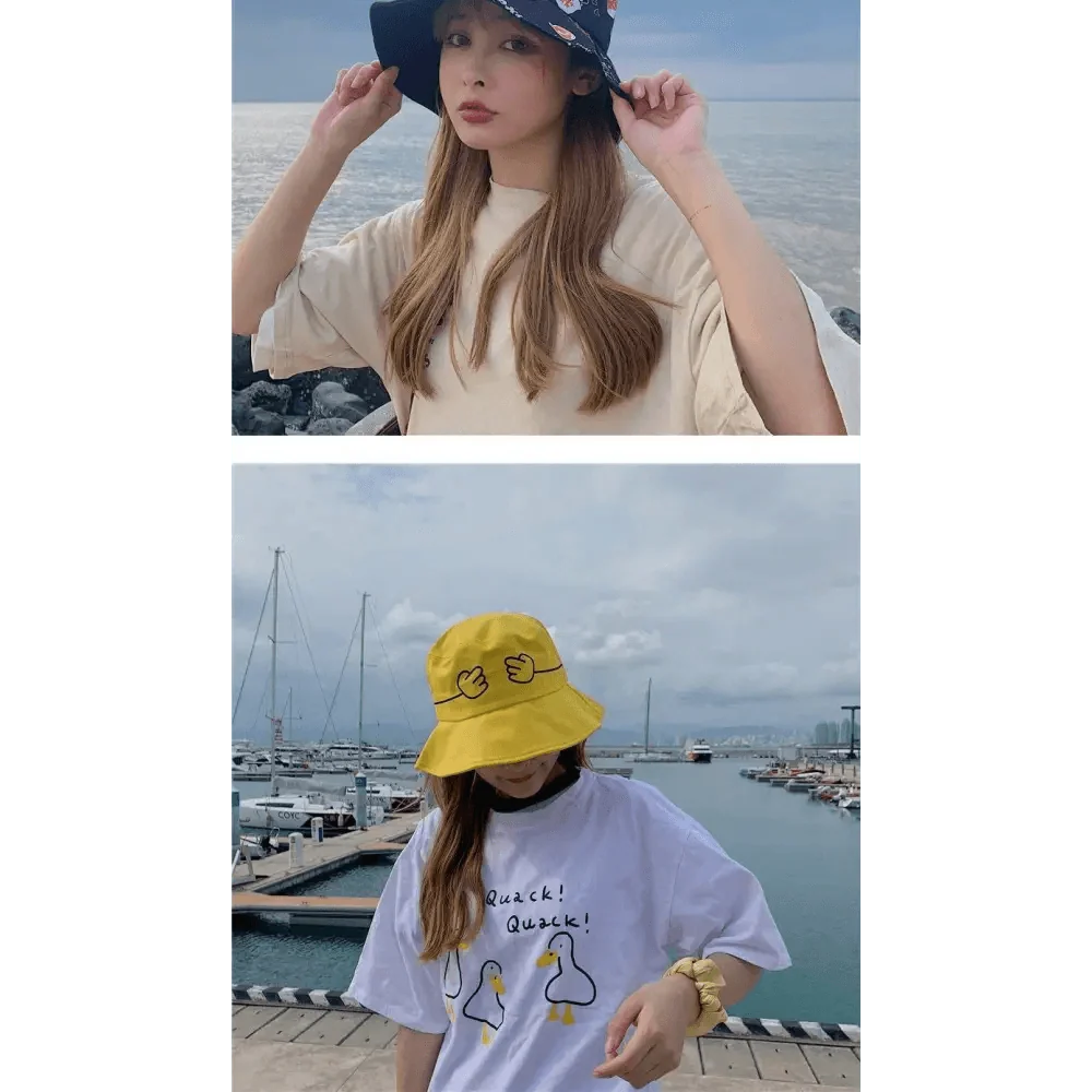 New Trendy Summer Bucket Hats For Women Men's Panama Hat Double-sided Panama Sun Fishing Hat Fisherman Cap for Boys/Girls