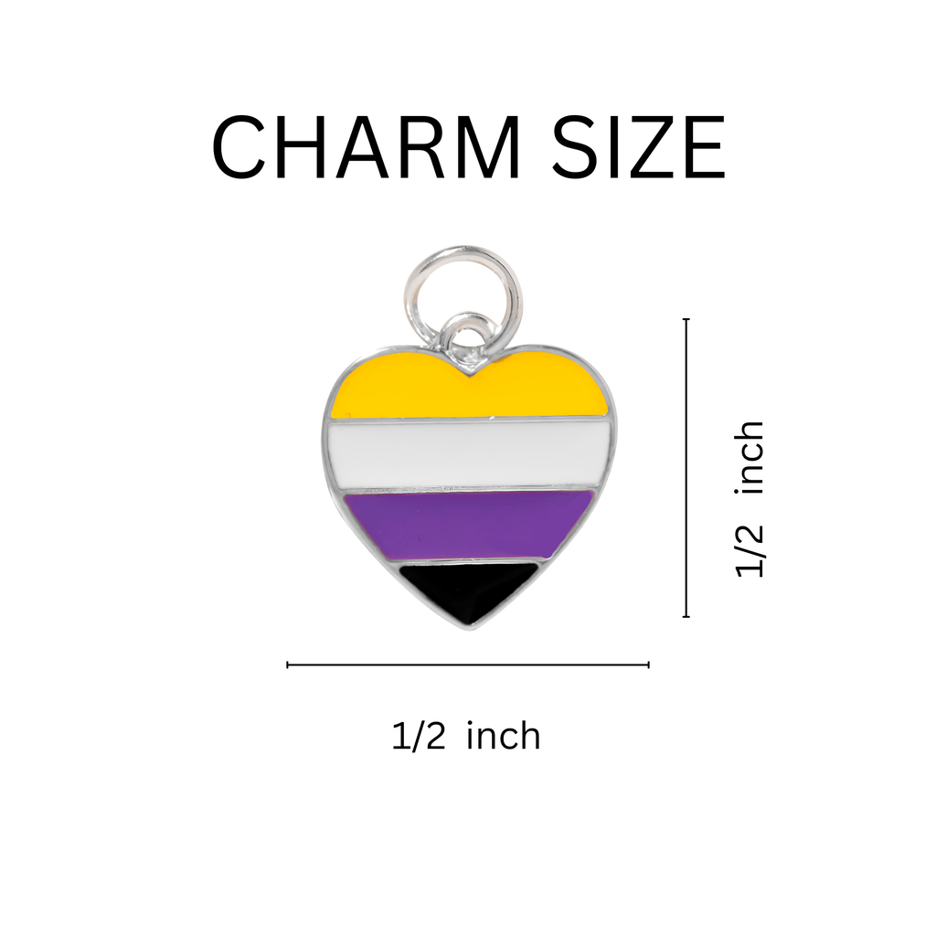 Non-Binary Flag Heart Hanging Charms