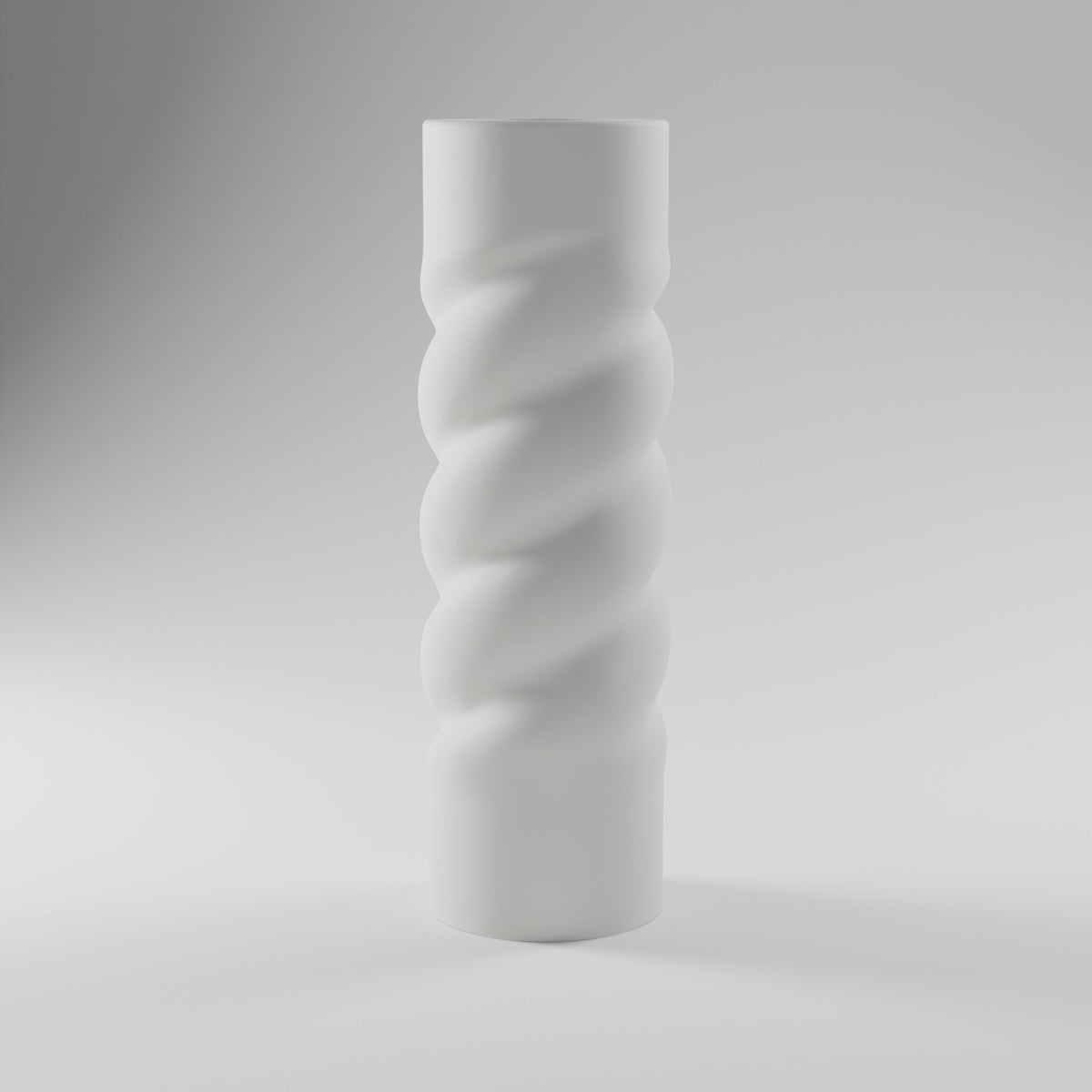 Twisted Spiral Bud Vase — 3D Printed, Matte White