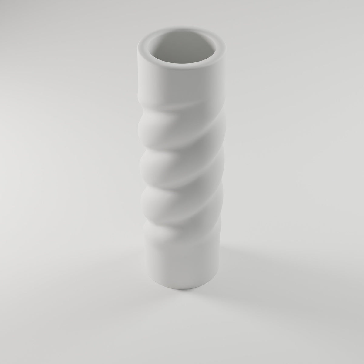 Twisted Spiral Bud Vase — 3D Printed, Matte White