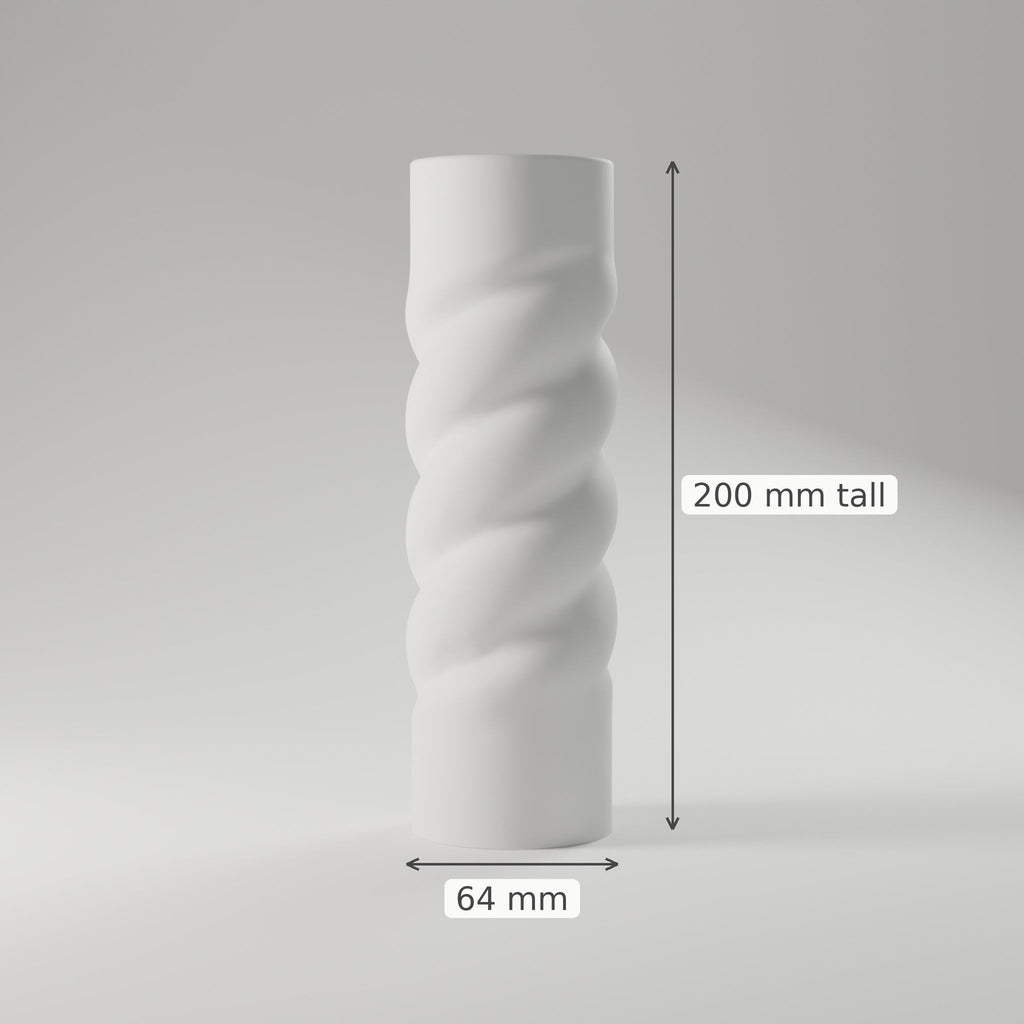 Twisted Spiral Bud Vase — 3D Printed, Matte White