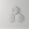 Hex Relief Wall Art, Set of 3 — 3D Printed, Matte White