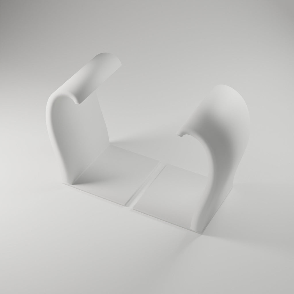 Ribbon Wave Bookends, Pair — 3D Printed, Matte White