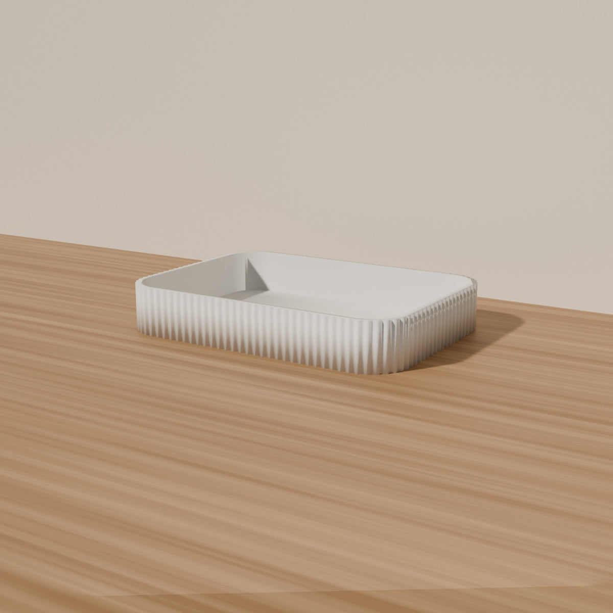 Fluted Valet Tray — 3D Printed, Matte White