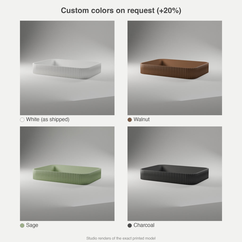 Fluted Valet Tray — 3D Printed, Matte White