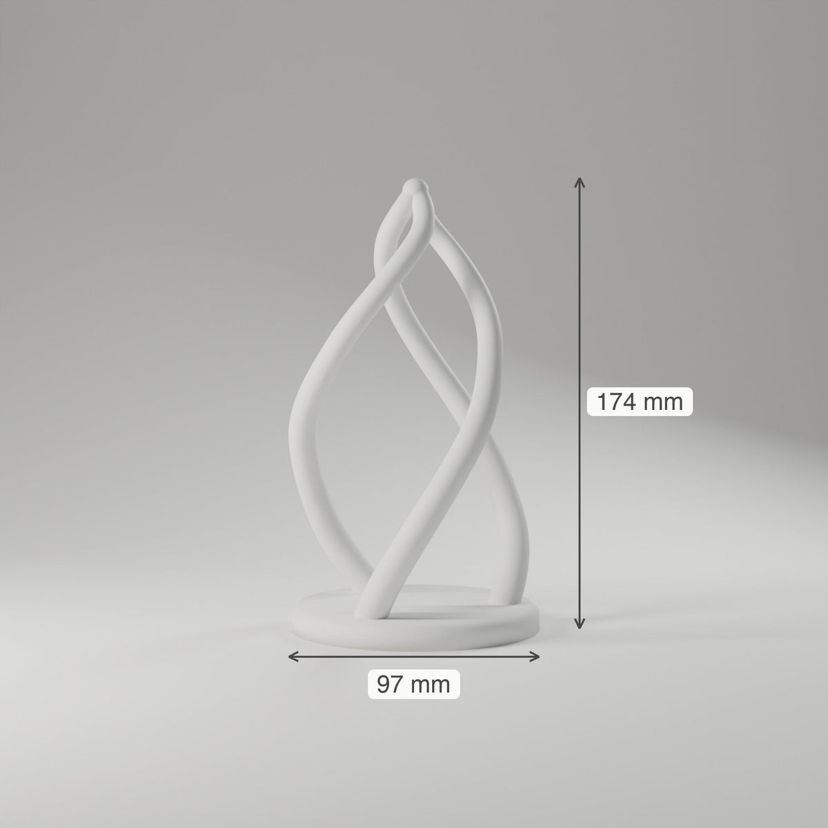 Helix Flame Sculpture — 3D Printed, Matte White