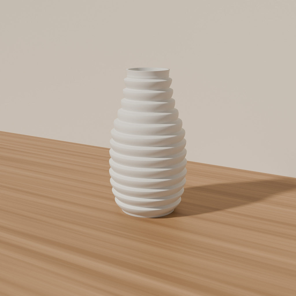 Stacked Ring Vase — 3D Printed, Matte White