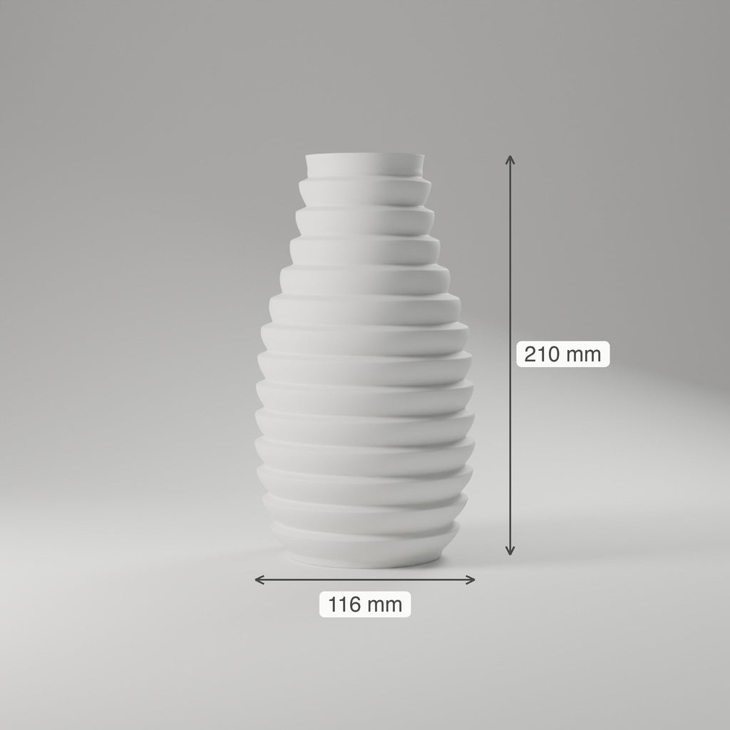 Stacked Ring Vase — 3D Printed, Matte White