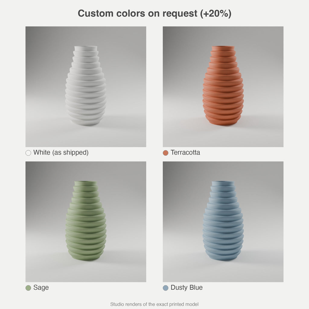 Stacked Ring Vase — 3D Printed, Matte White