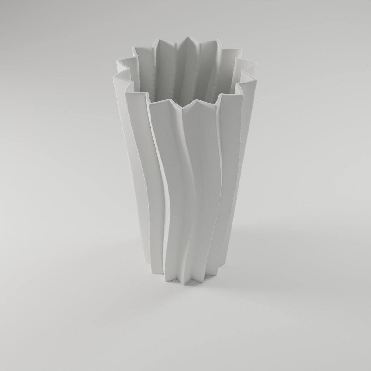 Origami Pleat Vase — 3D Printed, Matte White